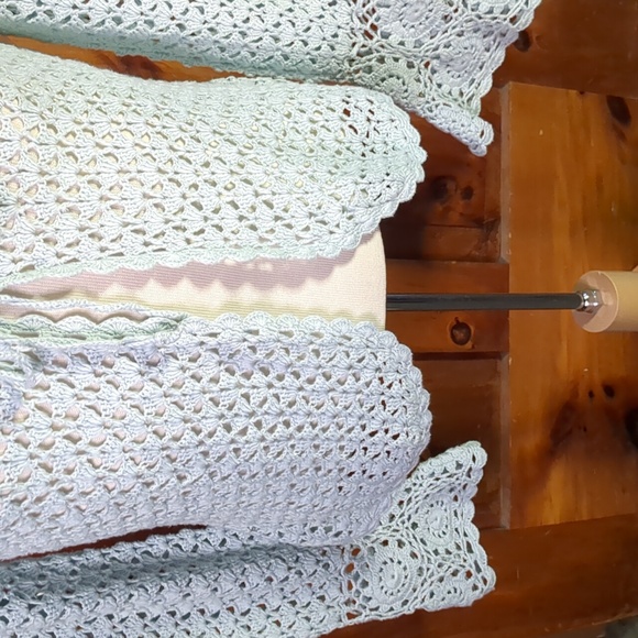 TRIBAL* boho bell sleeve picot trim tie front crochet long sleeve XL cardigan - Picture 5 of 10